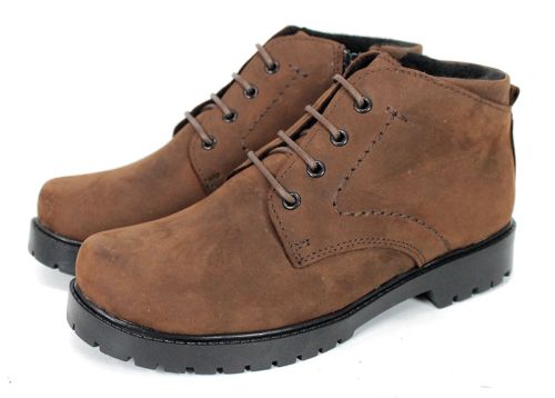 Дамски кларкове от естествена "крейзи" кожа в кафяво -  модел Vert Élégant