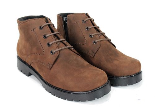 Дамски кларкове от естествена "крейзи" кожа в кафяво -  модел Vert Élégant