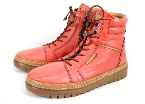 Cizme de dama din piele naturala de culoare rosie - Model Leticia.