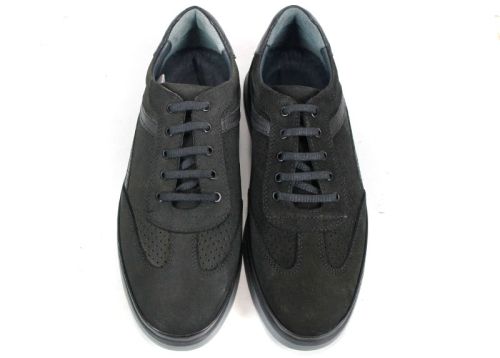 Pantofi de vară casual pentru bărbați din nubuc natural de culoare neagră - Model Enrique.
