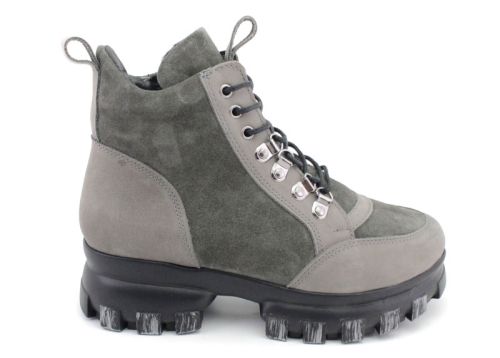 Ghete dama din piele intoarsa naturala de culoare gri - model Iveta