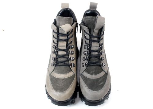 Ghete dama din piele intoarsa naturala de culoare gri - model Iveta.