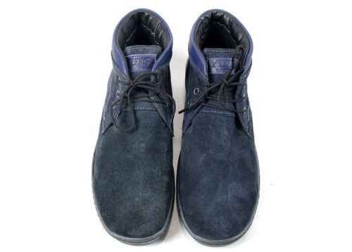 Ghete barbati din piele de căprioară naturală în albastru, model Romeo