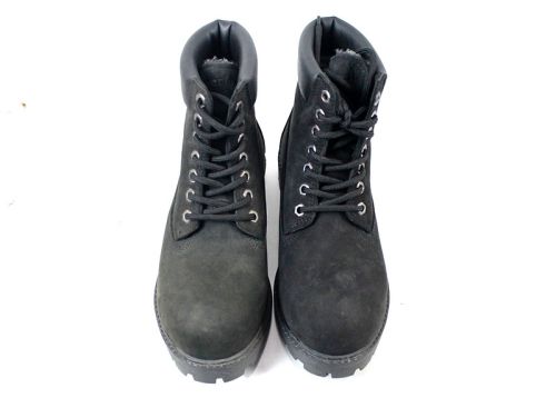 Cizme barbati din nubuc natural de culoare neagra, model Carlo.