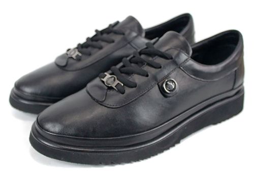 Pantofi damă Linea Nova mărimi mari din piele naturală, negri