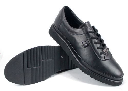 Pantofi damă Linea Nova mărimi mari din piele naturală, negri