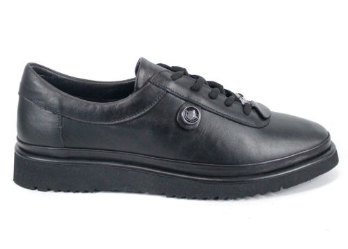 Pantofi damă Linea Nova mărimi mari din piele naturală, negri
