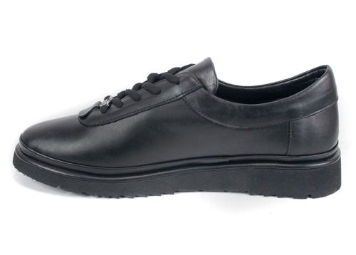 Pantofi damă Linea Nova mărimi mari din piele naturală, negri