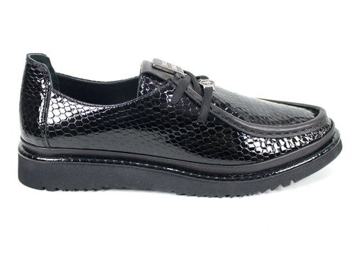 Mocasini damă Noira Flex mărimi mari din lac natural, negri