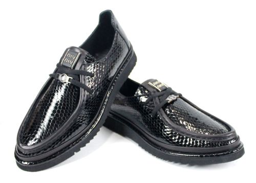 Mocasini damă Noira Flex mărimi mari din lac natural, negri