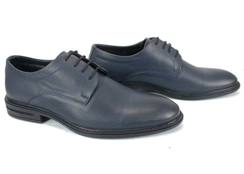 Pantofi eleganți bărbați din piele naturală bleumarin, model Noir Veneto