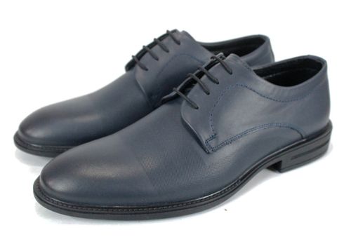 Pantofi eleganți bărbați din piele naturală bleumarin, model Noir Veneto