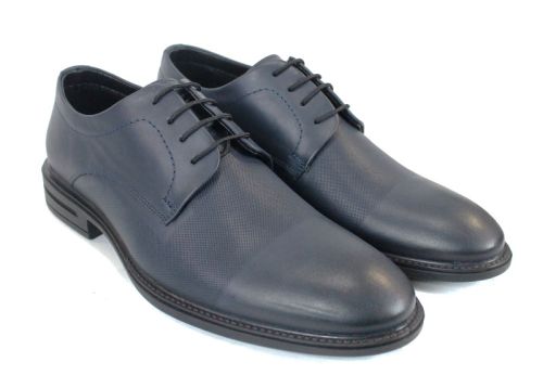 Pantofi eleganți bărbați din piele naturală bleumarin, model Noir Veneto