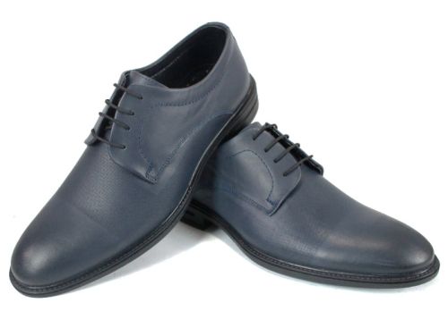 Pantofi eleganți bărbați din piele naturală bleumarin, model Noir Veneto