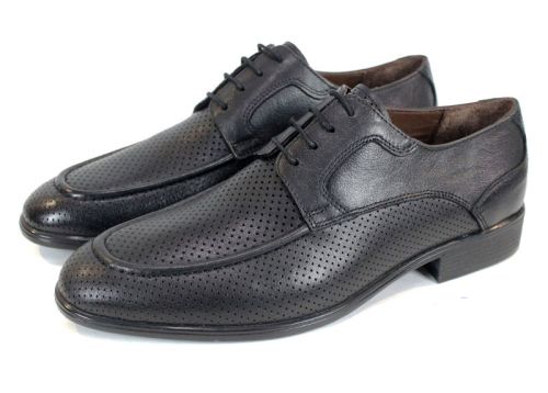Pantofi eleganți bărbați Lorenzo Forma din piele naturală neagră perforată