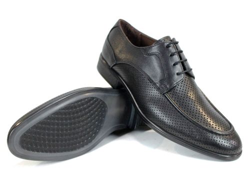 Pantofi eleganți bărbați Lorenzo Forma din piele naturală neagră perforată