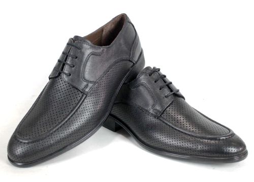 Pantofi eleganți bărbați Lorenzo Forma din piele naturală neagră perforată