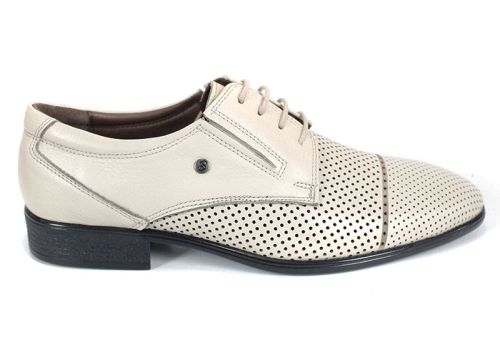 Pantofi eleganți bărbătești Vittorio Linea din piele naturală, bej, perforați
