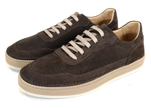 Pantofi bărbați Metro Rise din velur natural maro închis cu perforații