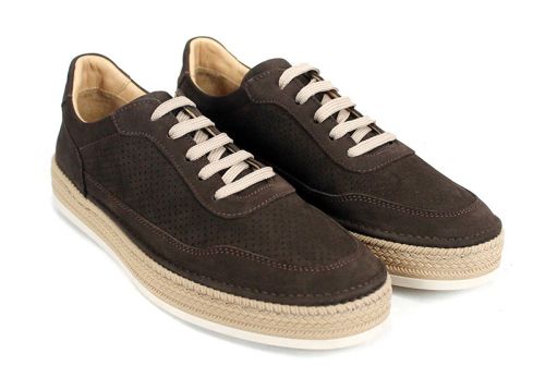 Pantofi bărbați Metro Rise din velur natural maro închis cu perforații