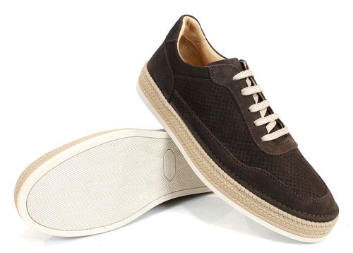 Pantofi bărbați Metro Rise din velur natural maro închis cu perforații