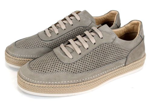 Pantofi bărbați Metro Rise din nabuc natural gri cu perforații