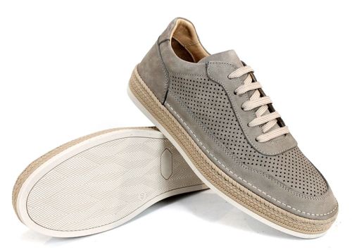 Pantofi bărbați Metro Rise din nabuc natural gri cu perforații