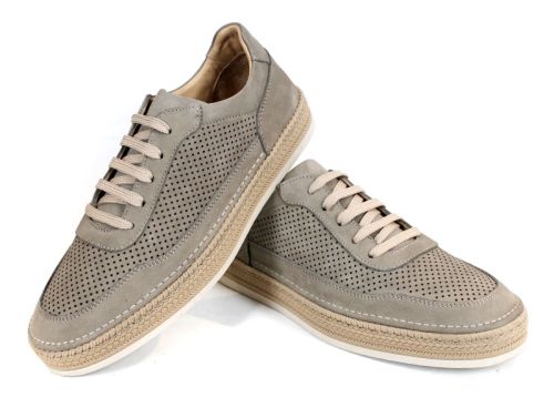 Pantofi bărbați Metro Rise din nabuc natural gri cu perforații