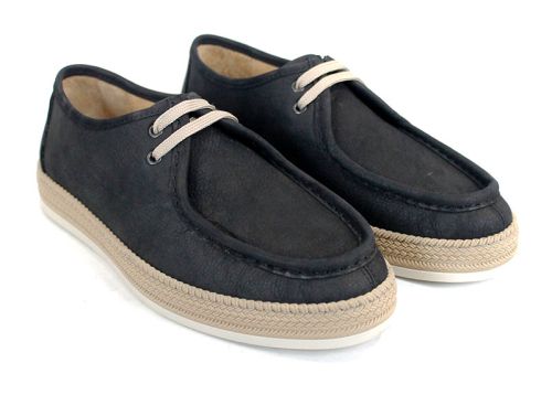 Mocasini bărbați City Mark din nabuc natural negru