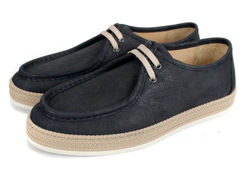 Mocasini bărbați City Mark din nabuc natural negru