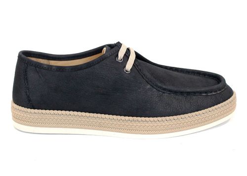 Mocasini bărbați City Mark din nabuc natural negru