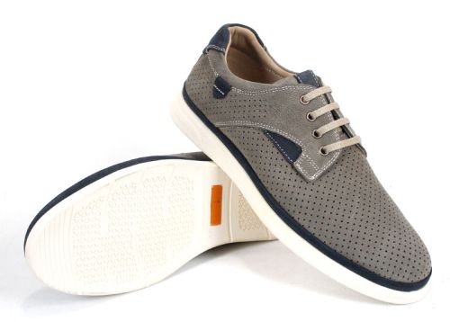 Pantofi bărbați Urban Crest din nabuc natural gri vizon cu detalii bleumarin