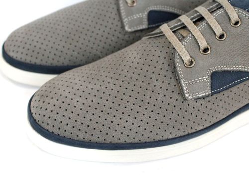 Pantofi bărbați Urban Crest din nabuc natural gri vizon cu detalii bleumarin