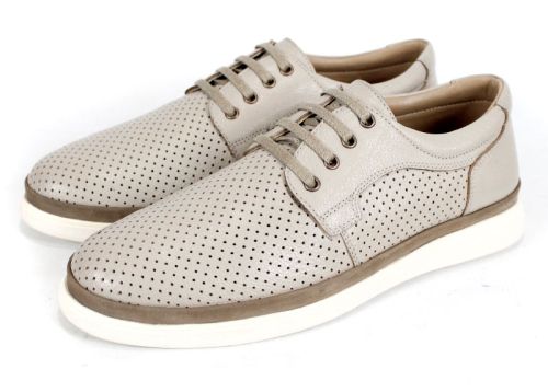 Pantofi bărbați Axis Daily din piele naturală bej cu perforații