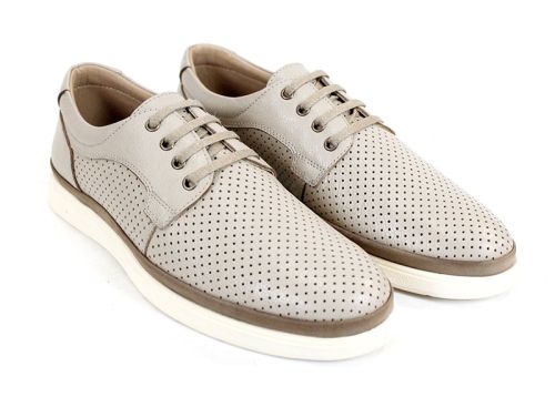 Pantofi bărbați Axis Daily din piele naturală bej cu perforații