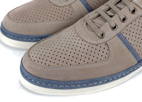 Pantofi bărbătești Verno Axis din nubuc natural culoare vizon cu elemente albastre