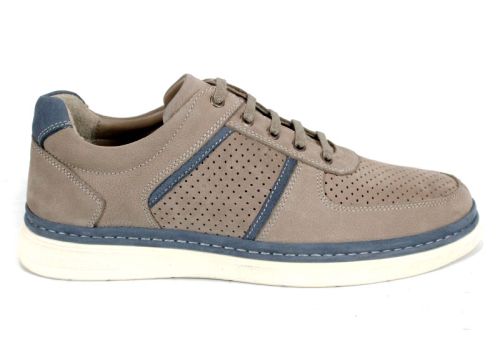 Pantofi bărbătești Verno Axis din nubuc natural culoare vizon cu elemente albastre