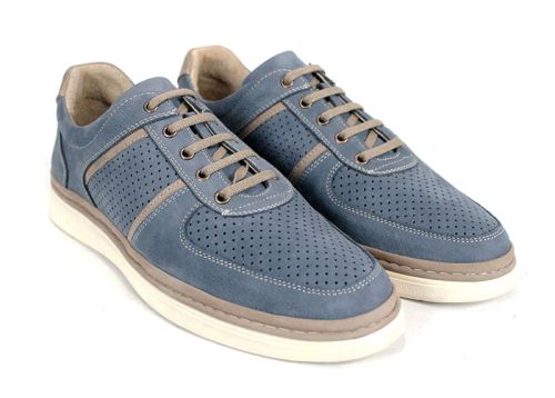 Pantofi bărbătești Verno Axis Denim din nubuc natural albastru cu perforații