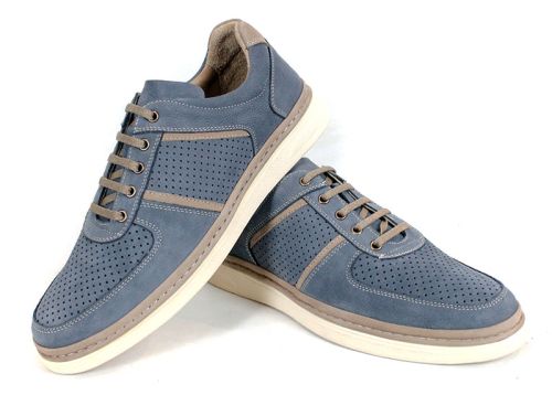 Pantofi bărbătești Verno Axis Denim din nubuc natural albastru cu perforații