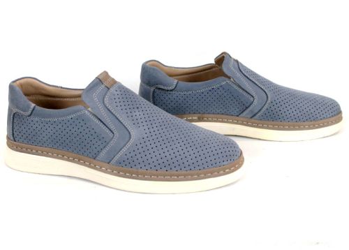 Pantofi bărbătești de vară fără șireturi din nabuc denim Canto Flex