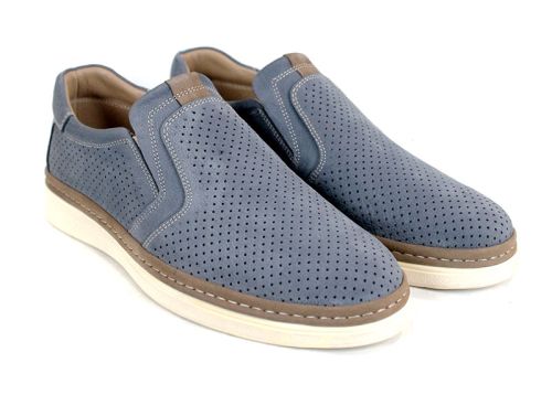 Pantofi bărbătești de vară fără șireturi din nabuc denim Canto Flex