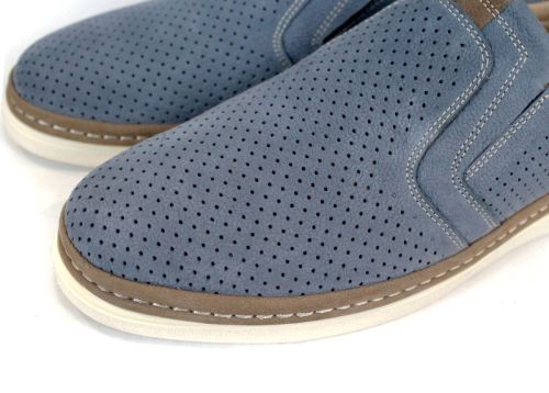 Pantofi bărbătești de vară fără șireturi din nabuc denim Canto Flex