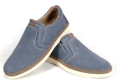 Pantofi bărbătești de vară fără șireturi din nabuc denim Canto Flex