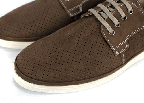 Pantofi bărbătești Aero Walk din nubuc natural maro închis perforat