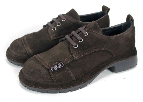 Pantofi damă Alma Walk din velur natural maro închis cu talpă ușoară