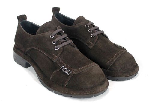 Pantofi damă Alma Walk din velur natural maro închis cu talpă ușoară