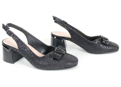 Sandale damă Riva Plain din piele naturală cu călcâi deschis și toc lat