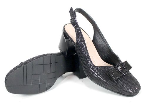 Sandale damă Riva Plain din piele naturală cu călcâi deschis și toc lat