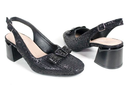 Sandale damă Riva Plain din piele naturală cu călcâi deschis și toc lat