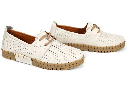Pantofi de vară damă Metro Walk din piele naturală bej perforată